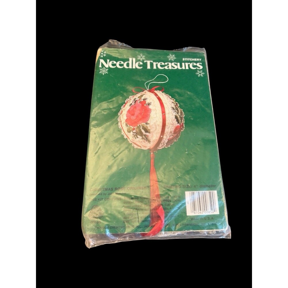 Vtg Completed Needle Treasures Stitchery Rose Floral Ornament Needs Assembled